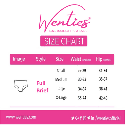 Full Brief Women Underwear Size Chart